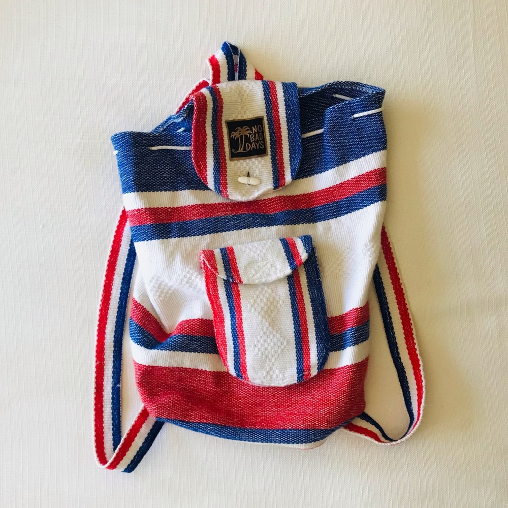 No Bad Days Red White And Blue Artisan Backpack, Made in Mexico